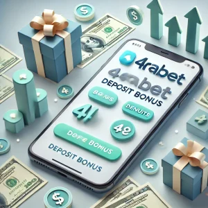 Dall E 2024 09 16 03.41.08 A Clean And Promotional Image For A 4Rabet Promo Code And Deposit Bonus Featuring A Smartphone Displaying The 4Rabet App. The Background Includes Ico