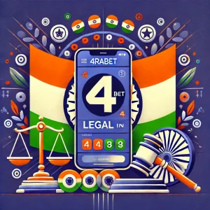 Dall E 2024 09 16 04.41.08 An Image Representing The Concept Of 4Rabet Being Legal In India. It Features A Smartphone With The 4Rabet App Along With Visuals Of The Indian Flag