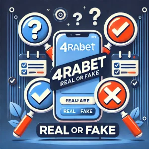 Dall E 2024 09 16 04.50.53 An Image For A 4Rabet Real Or Fake Article Featuring A Smartphone With The 4Rabet App And Visuals Like A Question Mark Magnifying Glass And Checkma